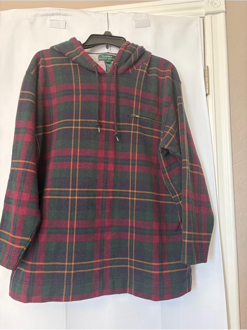 Lauren Ralph Lauren Vintage Hooded Plaid Sweatshirt size medium - Picture 1 of 8